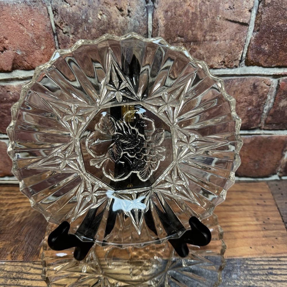 Set of 2 Vtg Federal Glass Luncheon Plates Pioneer Embossed Fruit 1940s MCM
